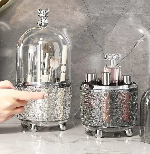 Luxury 360 Degree Rotating Makeup Brush Holders, with lid clear makeup brush organizer holder caddy,Rotating Dustproof Make Up Brushes Container with Clear Acrylic Cover,for Lipsticks, Bathroom Vanity, Dresser