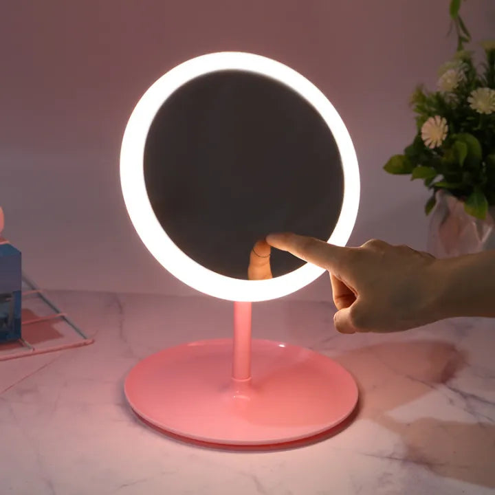 Makeup Mirror Stand - Portable LED Makeup Mirror With Stand Touch Screen, 3 Light Modes, Travel Friendly Beauty Vanity Mirror - Makeup Organizer
