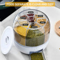 6-Grid 360° Rotating Cereals Rice Container Kitchen Organizer Food Storage Dispenser Box 10 KG
