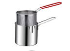 Deep Fryer Pot, Small Deep Fryer Stainless Steel Frying Pot with basket,1200ml Handled Stainless Steel Chip Pan for French Fries, Chicken Wings and Shrimp