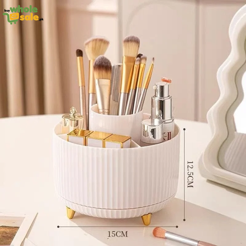 360° Rotating Ribbed Makeup Organizer
