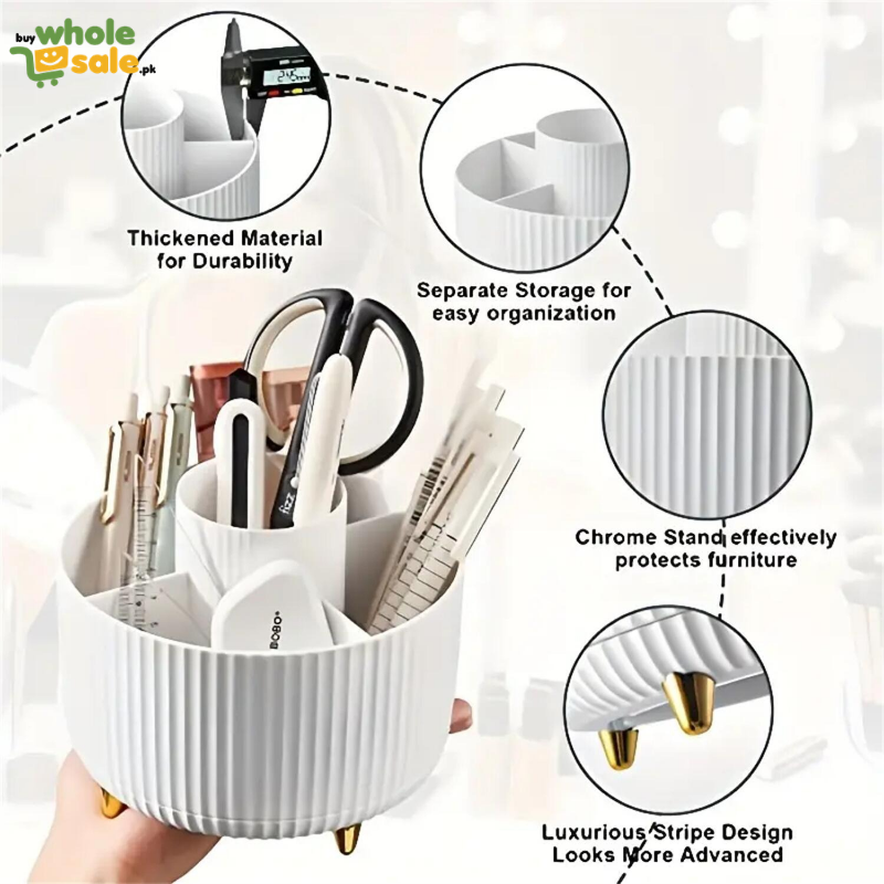 360° Rotating Ribbed Makeup Organizer