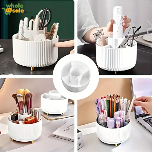 360° Rotating Ribbed Makeup Organizer