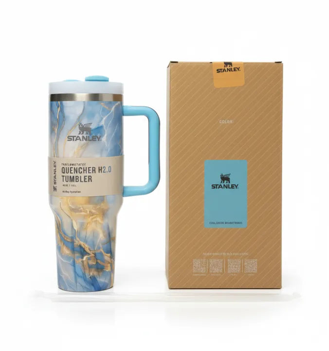 Stanley Printed Marble Tumbler 1200ml – Large Durable Drink Cup | Blue