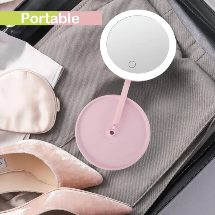 Makeup Mirror Stand - Portable LED Makeup Mirror With Stand Touch Screen, 3 Light Modes, Travel Friendly Beauty Vanity Mirror - Makeup Organizer
