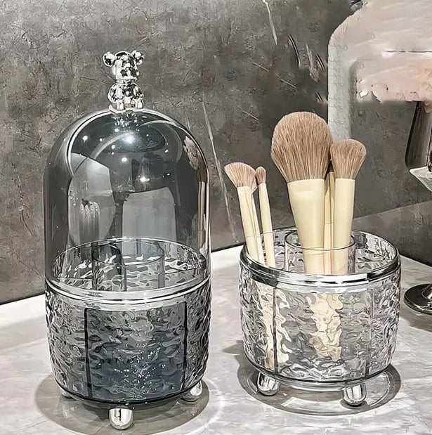 Luxury 360 Degree Rotating Makeup Brush Holders, with lid clear makeup brush organizer holder caddy,Rotating Dustproof Make Up Brushes Container with Clear Acrylic Cover,for Lipsticks, Bathroom Vanity, Dresser