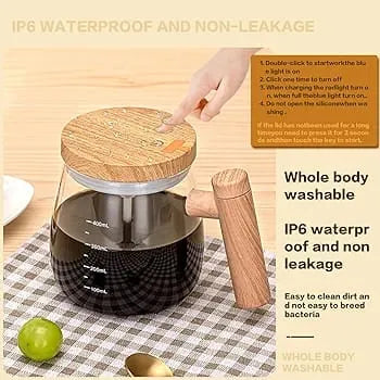 Self Stirring Coffee Mug, Glass Electric High Speed Mixing Cup, Automatic Mixing Mug Rotating, 400ml Battery Powered Stirring Cup to Stir Coffee/Milk/Protein Powder at Desk
