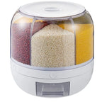 6-Grid 360° Rotating Cereals Rice Container Kitchen Organizer Food Storage Dispenser Box 10 KG