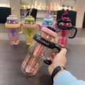 Cute Ice Cream Water Bottle Summer Plastic Cups with Handle Straw Milky Tea Cup Lucky Belly Cup Water Bottle