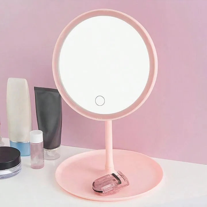 Makeup Mirror Stand - Portable LED Makeup Mirror With Stand Touch Screen, 3 Light Modes, Travel Friendly Beauty Vanity Mirror - Makeup Organizer