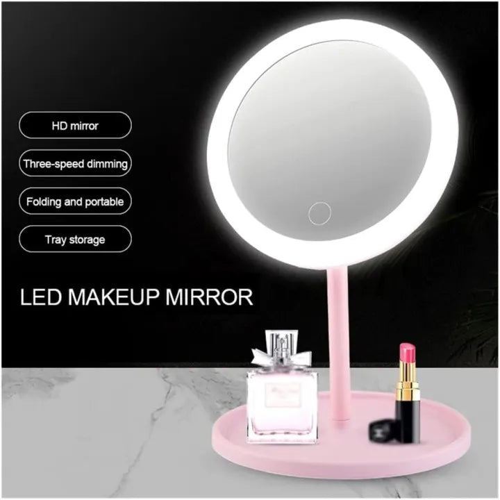 Makeup Mirror Stand - Portable LED Makeup Mirror With Stand Touch Screen, 3 Light Modes, Travel Friendly Beauty Vanity Mirror - Makeup Organizer