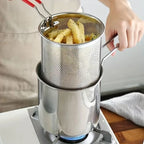 Deep Fryer Pot, Small Deep Fryer Stainless Steel Frying Pot with basket,1200ml Handled Stainless Steel Chip Pan for French Fries, Chicken Wings and Shrimp