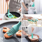 12-Piece Silicone Cooking Utensils Set – Heat Resistant & Non-Toxic Kitchen Tools with Wooden Handles