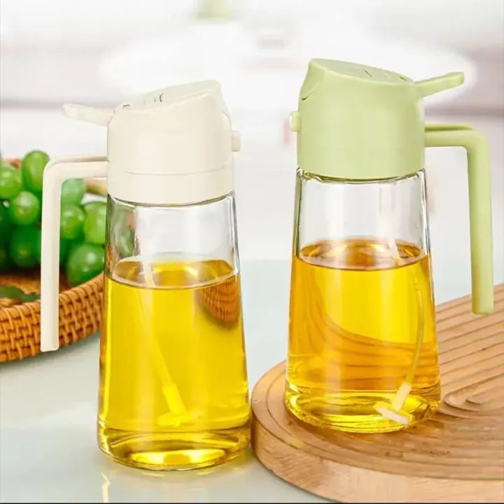 Oil Sprayer for Cooking，2 In 1 Oil Dispenser And Oil Sprayer，500ml/17oz Dispenser Bottle for Kitchen，olive oil dispenser bottle