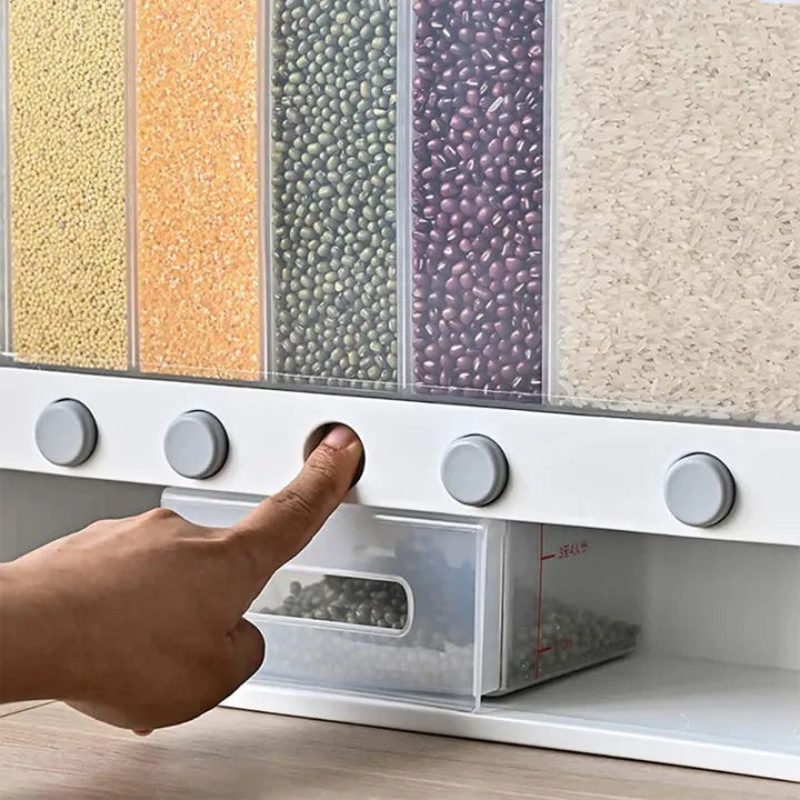 Rice Dispenser Storage Container - 10 KG (6 Grids) Large Capacity Airtight Food Storage Box - Food Storage Dispenser - Food Storage Container - Kitchen Organizer - Wall Mounted Gain Dispenser
Rice Dispenser Storage Container - 10 KG (6 Grids) Large Capaci