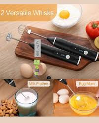 2 in 1 Electric Coffee Beater & Milk Frother | Handheld Egg Beater, Whisk Mixer – Coffee Maker Machine | USB Rechargeable – Dual Speed