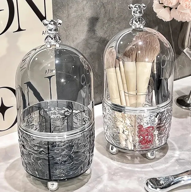 Luxury 360 Degree Rotating Makeup Brush Holders, with lid clear makeup brush organizer holder caddy,Rotating Dustproof Make Up Brushes Container with Clear Acrylic Cover,for Lipsticks, Bathroom Vanity, Dresser