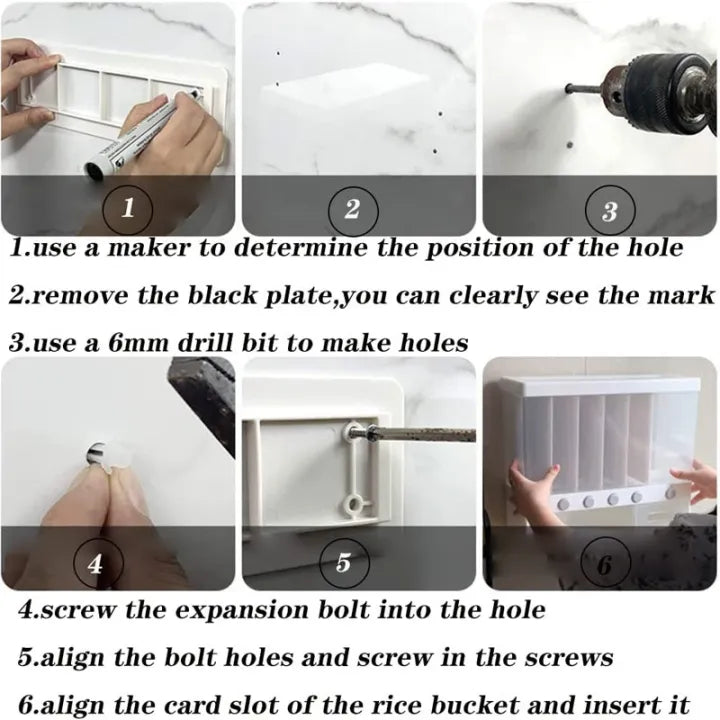 Rice Dispenser Storage Container - 10 KG (6 Grids) Large Capacity Airtight Food Storage Box - Food Storage Dispenser - Food Storage Container - Kitchen Organizer - Wall Mounted Gain Dispenser
Rice Dispenser Storage Container - 10 KG (6 Grids) Large Capaci