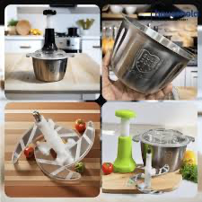 🥕 2.0 Litre Premium Quality Meat & Vegetable Push Chopper stainless steel Bowl
