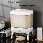 Rice Storage Bucket with Lid Press Type Automatic Rice Output Insect proof and Moisture proof Rice Storage Box 12KG