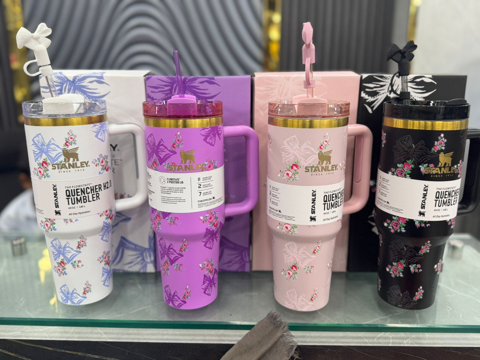🌸 Stanley Quencher H2.0 Tumbler – Floral Butterfly Edition 🦋