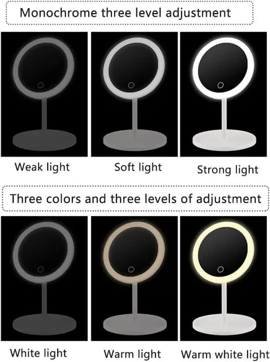 Makeup Mirror Stand - Portable LED Makeup Mirror With Stand Touch Screen, 3 Light Modes, Travel Friendly Beauty Vanity Mirror - Makeup Organizer