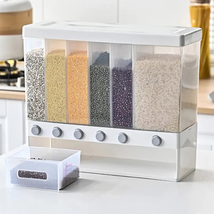 Rice Dispenser Storage Container - 10 KG (6 Grids) Large Capacity Airtight Food Storage Box - Food Storage Dispenser - Food Storage Container - Kitchen Organizer - Wall Mounted Gain Dispenser
Rice Dispenser Storage Container - 10 KG (6 Grids) Large Capaci