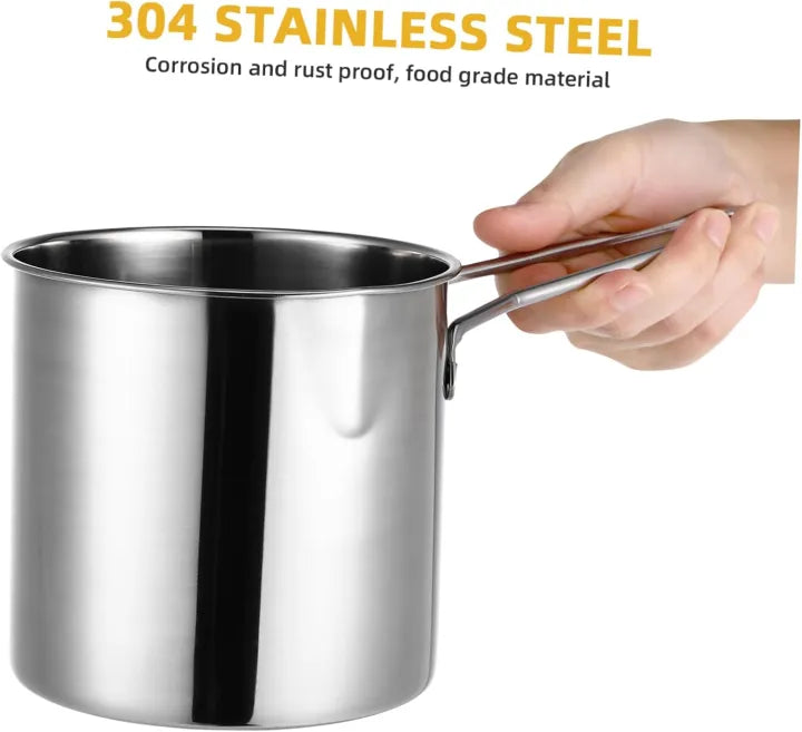 Deep Fryer Pot, Small Deep Fryer Stainless Steel Frying Pot with basket,1200ml Handled Stainless Steel Chip Pan for French Fries, Chicken Wings and Shrimp