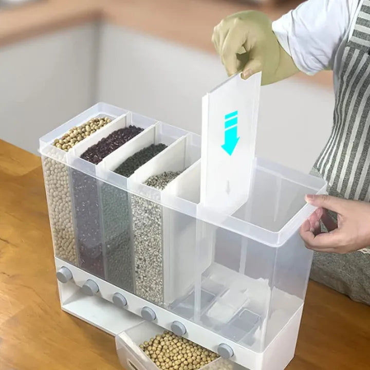 Rice Dispenser Storage Container - 10 KG (6 Grids) Large Capacity Airtight Food Storage Box - Food Storage Dispenser - Food Storage Container - Kitchen Organizer - Wall Mounted Gain Dispenser
Rice Dispenser Storage Container - 10 KG (6 Grids) Large Capaci