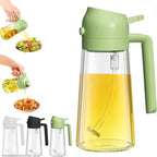 Oil Sprayer for Cooking，2 In 1 Oil Dispenser And Oil Sprayer，500ml/17oz Dispenser Bottle for Kitchen，olive oil dispenser bottle