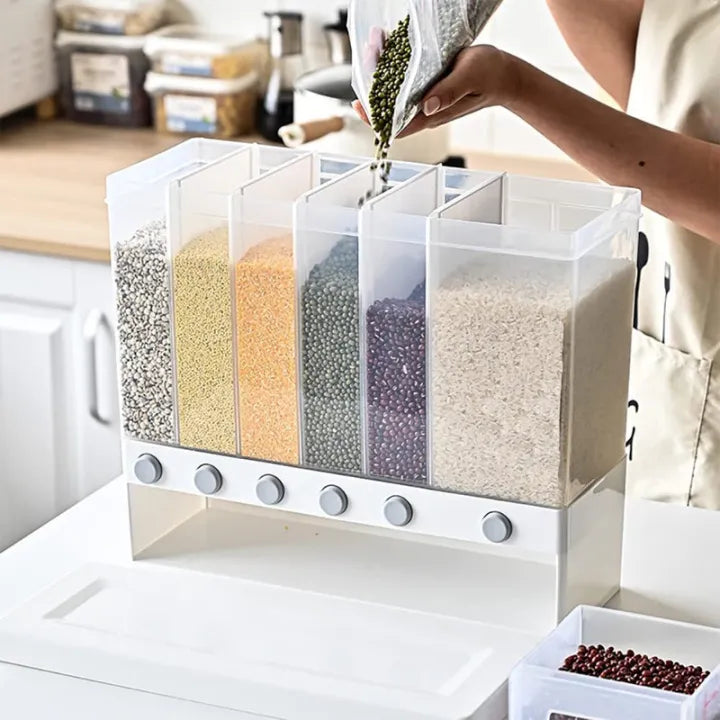 Rice Dispenser Storage Container - 10 KG (6 Grids) Large Capacity Airtight Food Storage Box - Food Storage Dispenser - Food Storage Container - Kitchen Organizer - Wall Mounted Gain Dispenser
Rice Dispenser Storage Container - 10 KG (6 Grids) Large Capaci