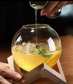 Spherical Cocktail Mug with a Wooden Stand
