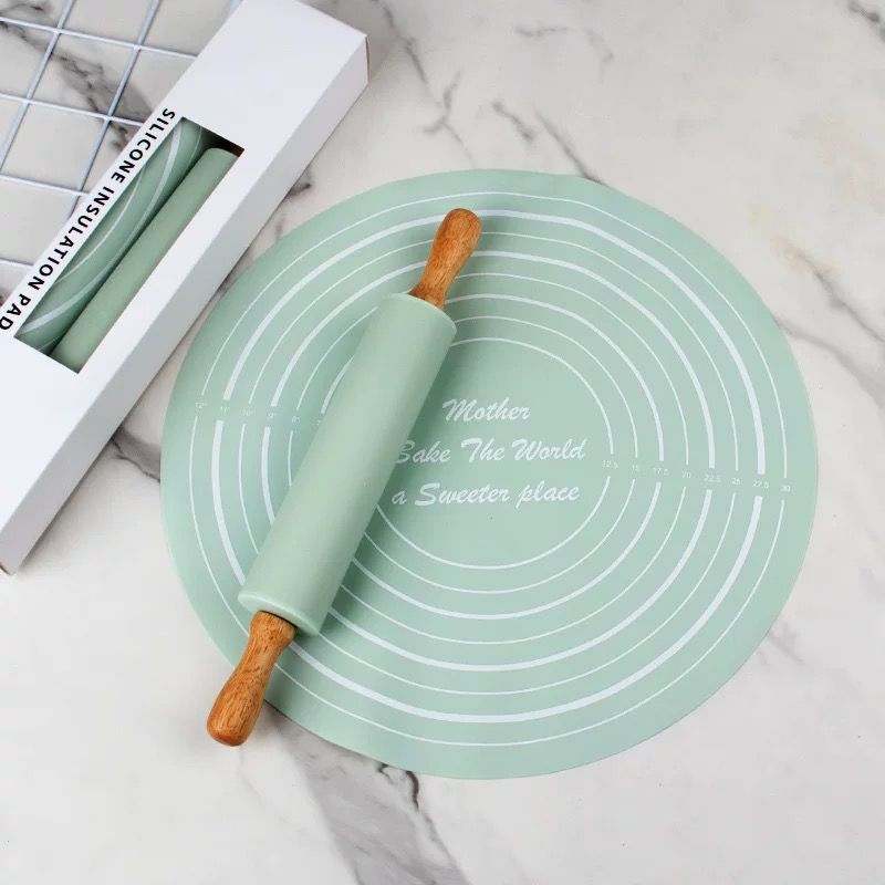 Non-Stick Silicone Dough Rolling Mat with Rolling Pin