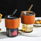Heat-Resistant Drinking Glass with Straw 350ml