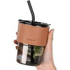 Heat-Resistant Drinking Glass with Straw 350ml
