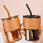 Heat-Resistant Drinking Glass with Straw 350ml